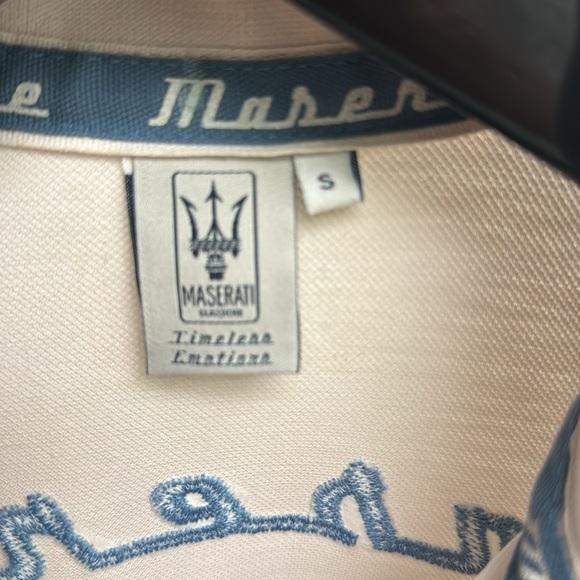 Men’s Authentic Maserati ivory polo with blue trim .small regular fit - Picture 3 of 8